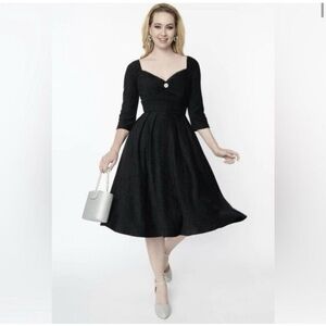 Unique Vintage Black Midi Dress